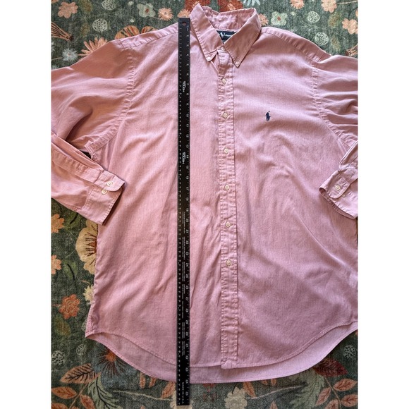 Ralph Lauren Yarmouth Mens 17 34/35 Red White Striped Cotton Button Down Shirt - Picture 10 of 15